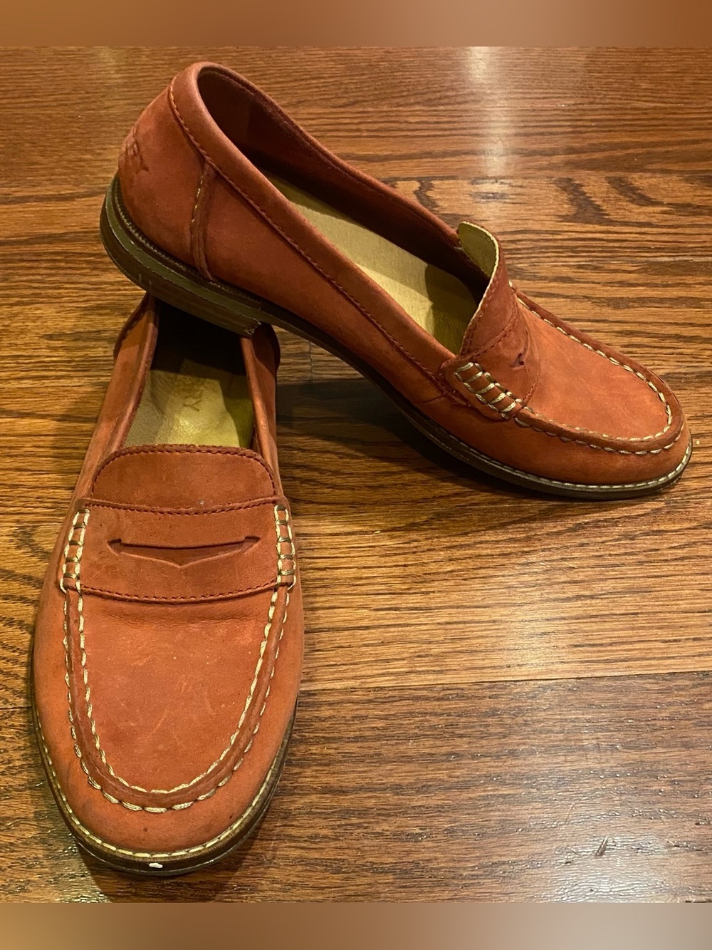 Sperry Seaport Penny Loafers Sz 7 Red Leather Cushioned Insole - Picture 3 of 7